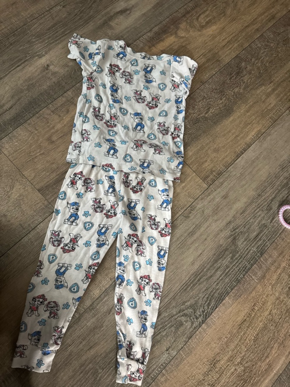 Paw Patrol White Pajama Set with Blue & Pink Character Prints
